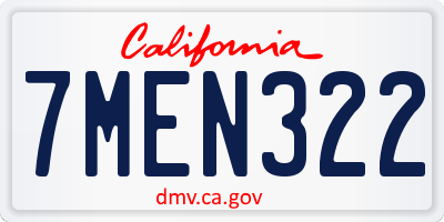 CA license plate 7MEN322