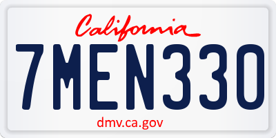 CA license plate 7MEN330