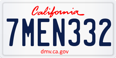 CA license plate 7MEN332