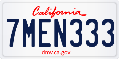 CA license plate 7MEN333