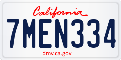 CA license plate 7MEN334