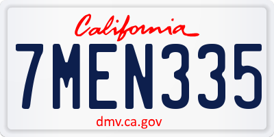 CA license plate 7MEN335