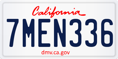 CA license plate 7MEN336