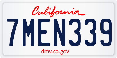 CA license plate 7MEN339