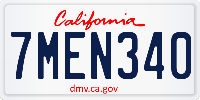 CA license plate 7MEN340