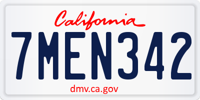 CA license plate 7MEN342