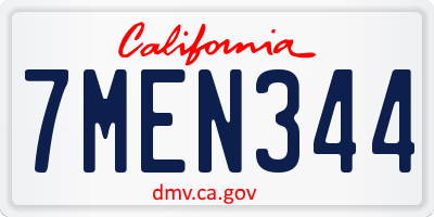 CA license plate 7MEN344
