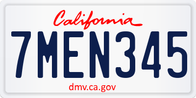 CA license plate 7MEN345