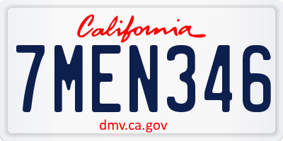 CA license plate 7MEN346