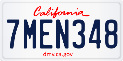 CA license plate 7MEN348