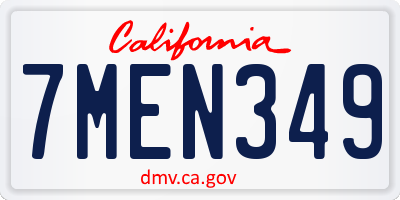 CA license plate 7MEN349