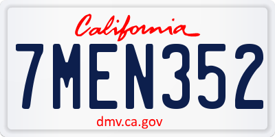 CA license plate 7MEN352