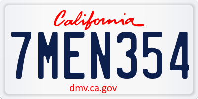 CA license plate 7MEN354