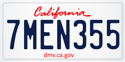 CA license plate 7MEN355