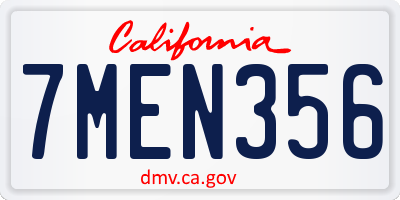 CA license plate 7MEN356