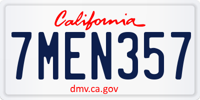 CA license plate 7MEN357