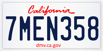 CA license plate 7MEN358
