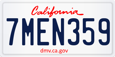 CA license plate 7MEN359