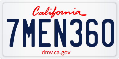 CA license plate 7MEN360