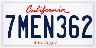 CA license plate 7MEN362