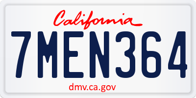 CA license plate 7MEN364