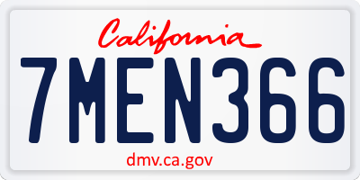 CA license plate 7MEN366