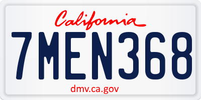 CA license plate 7MEN368