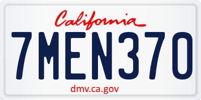 CA license plate 7MEN370