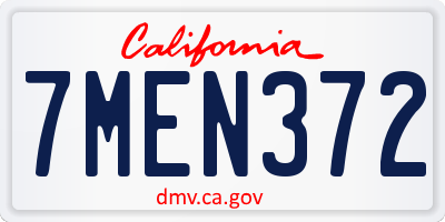CA license plate 7MEN372