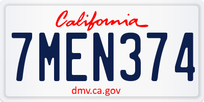 CA license plate 7MEN374