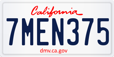 CA license plate 7MEN375