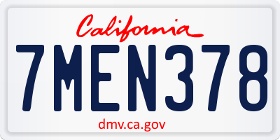 CA license plate 7MEN378