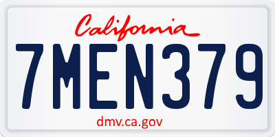 CA license plate 7MEN379