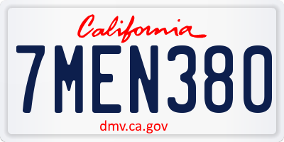 CA license plate 7MEN380