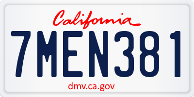 CA license plate 7MEN381