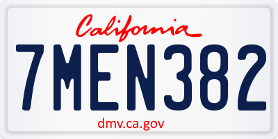 CA license plate 7MEN382