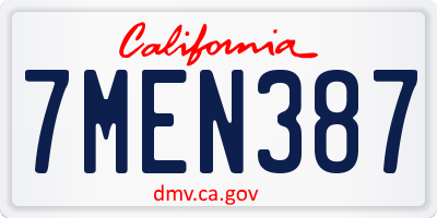 CA license plate 7MEN387