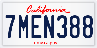 CA license plate 7MEN388