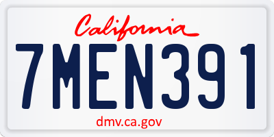 CA license plate 7MEN391