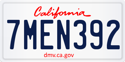 CA license plate 7MEN392