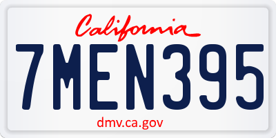 CA license plate 7MEN395