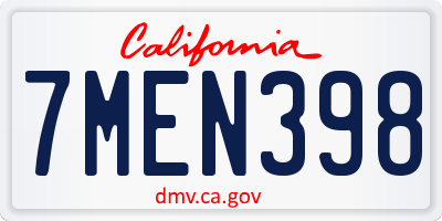 CA license plate 7MEN398