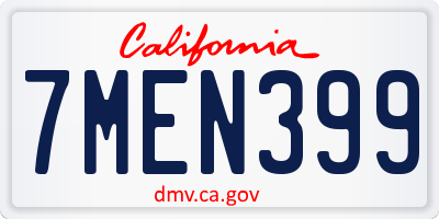 CA license plate 7MEN399
