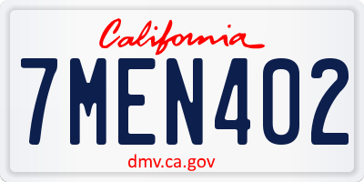 CA license plate 7MEN402