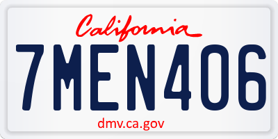 CA license plate 7MEN406