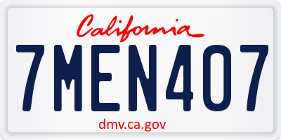 CA license plate 7MEN407