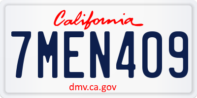 CA license plate 7MEN409