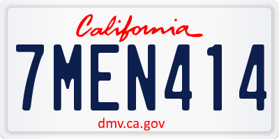 CA license plate 7MEN414