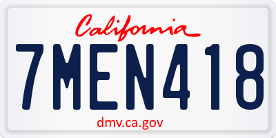CA license plate 7MEN418