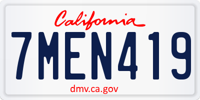 CA license plate 7MEN419